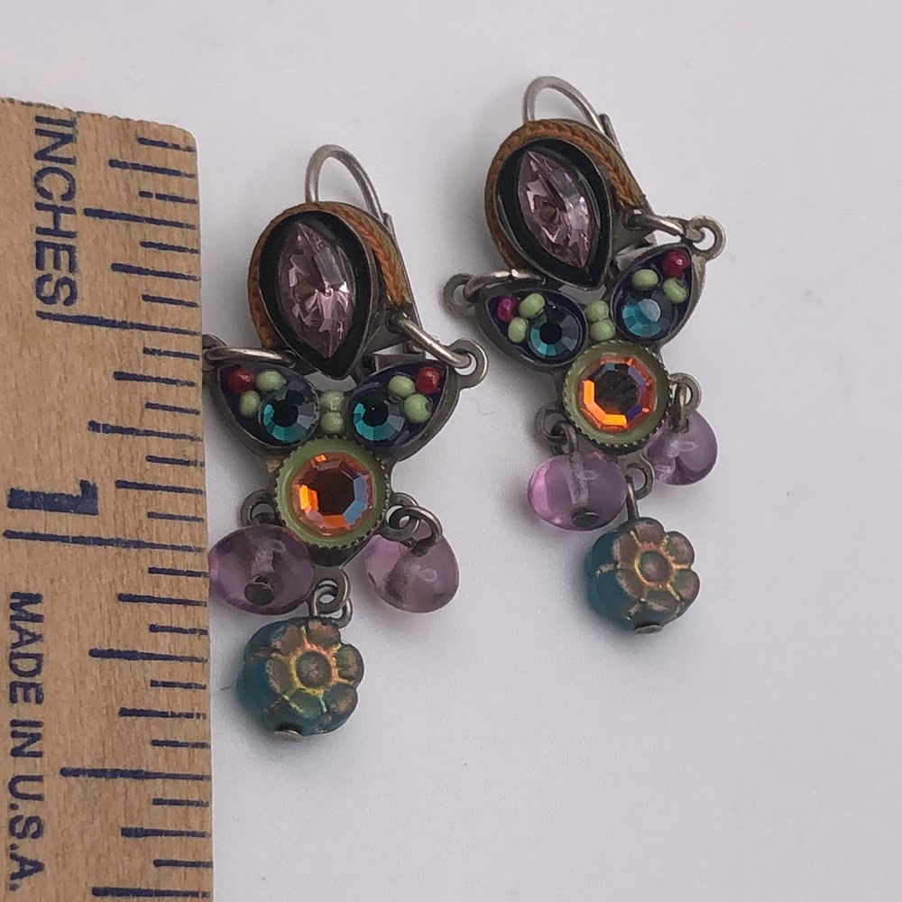Modern Beaded Earrings Adaya Designs Colorful Swarovski Crystal Earrings - Picture 4 of 7
